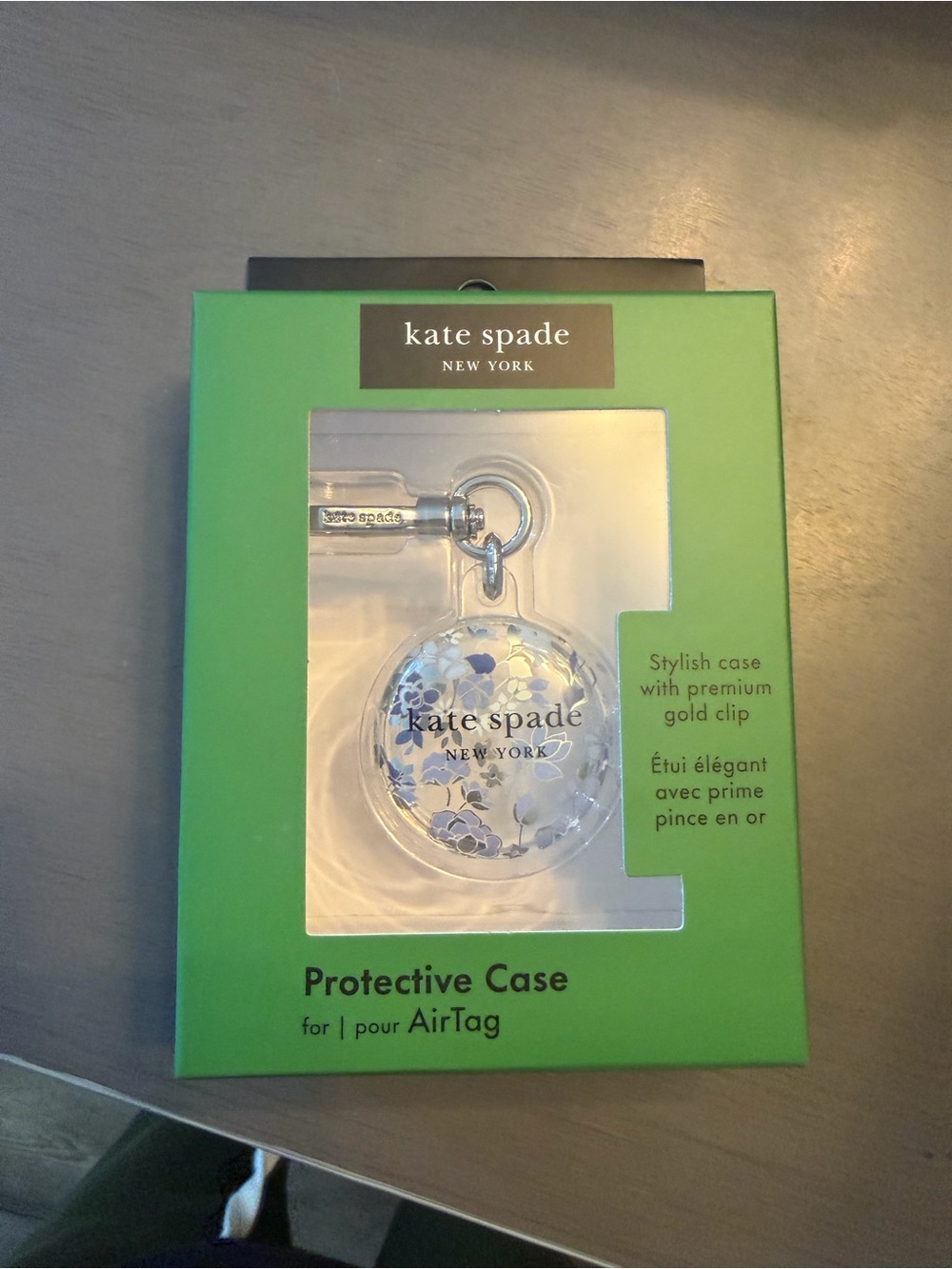 case-mate Clear Floral AirTag Protective Case with Gold Clip